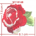 W11816B RED PEONY EMBROIDERY APPLIQUE