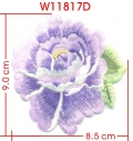 W11817D PURPLE PEONY EMBROIDERY APPLIQUE